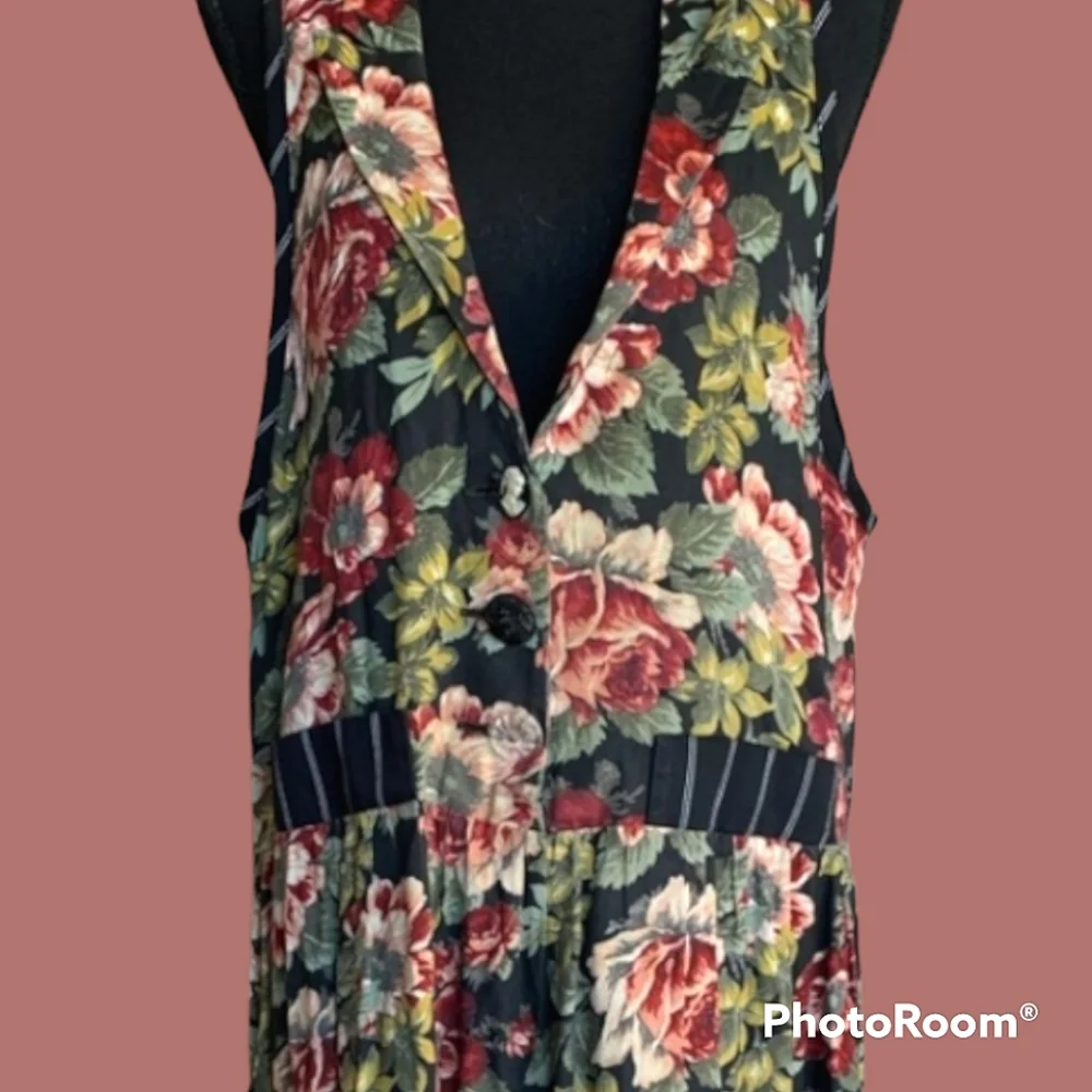 Vtg 90s cottagecore mixed print maxi dress - Picture 7 of 9